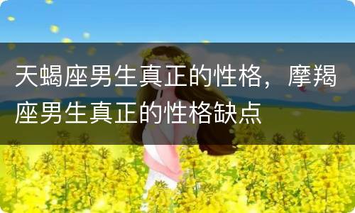 天蝎座男生真正的性格，摩羯座男生真正的性格缺点