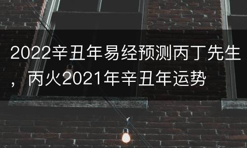 2022辛丑年易经预测丙丁先生，丙火2021年辛丑年运势
