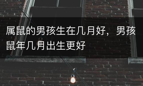 属鼠的男孩生在几月好，男孩鼠年几月出生更好