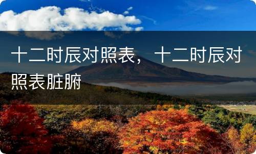 十二时辰对照表，十二时辰对照表脏腑