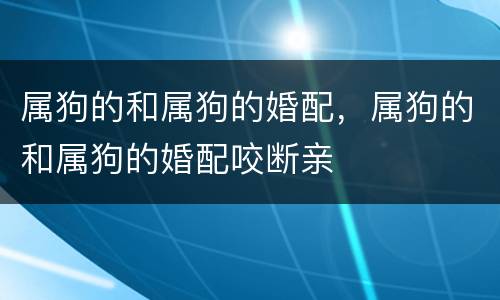 属狗的和属狗的婚配，属狗的和属狗的婚配咬断亲