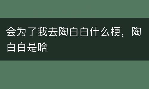 会为了我去陶白白什么梗，陶白白是啥