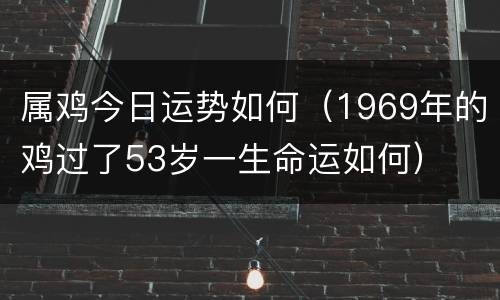 属鸡今日运势如何（1969年的鸡过了53岁一生命运如何）