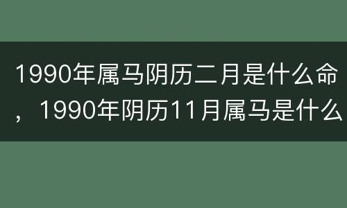 1990年属马阴历二月是什么命，1990年阴历11月属马是什么命