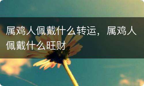 属鸡人佩戴什么转运，属鸡人佩戴什么旺财
