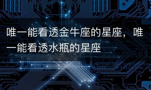 唯一能看透金牛座的星座，唯一能看透水瓶的星座