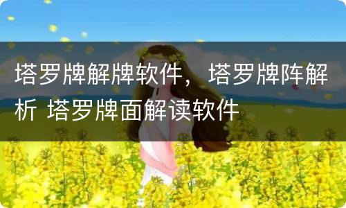 塔罗牌解牌软件，塔罗牌阵解析 塔罗牌面解读软件