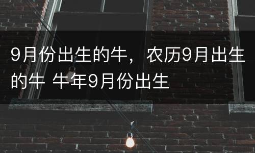 9月份出生的牛，农历9月出生的牛 牛年9月份出生