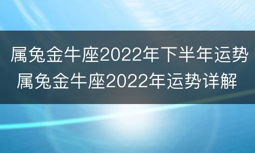 属兔金牛座2022年下半年运势 属兔金牛座2022年运势详解