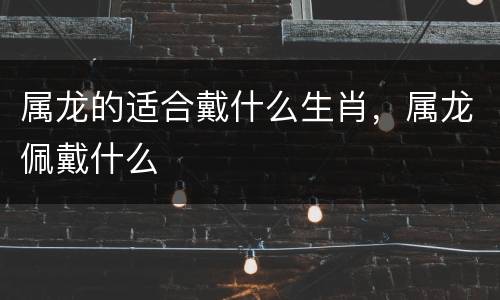 属龙的适合戴什么生肖，属龙佩戴什么