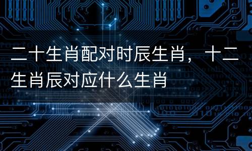 二十生肖配对时辰生肖，十二生肖辰对应什么生肖