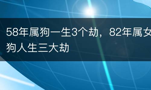 58年属狗一生3个劫，82年属女狗人生三大劫