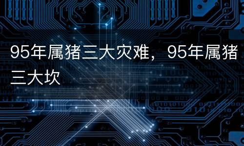 95年属猪三大灾难，95年属猪三大坎
