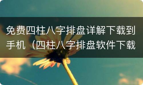 免费四柱八字排盘详解下载到手机（四柱八字排盘软件下载）