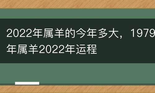 2022年属羊的今年多大，1979年属羊2022年运程