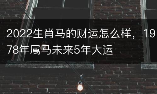 2022生肖马的财运怎么样，1978年属马未来5年大运