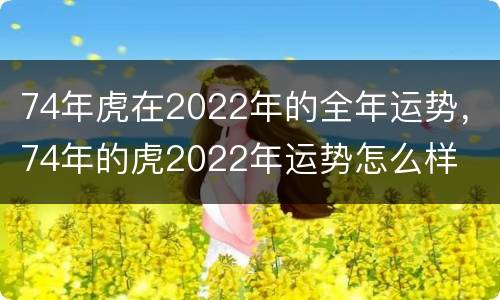 74年虎在2022年的全年运势，74年的虎2022年运势怎么样