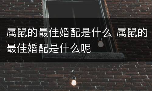 属鼠的最佳婚配是什么 属鼠的最佳婚配是什么呢