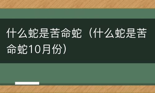 什么蛇是苦命蛇（什么蛇是苦命蛇10月份）