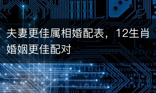 夫妻更佳属相婚配表，12生肖婚姻更佳配对
