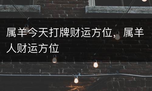 属羊今天打牌财运方位，属羊人财运方位