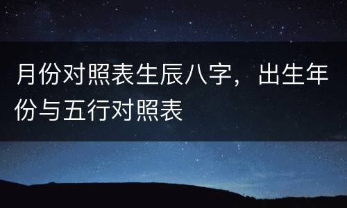 月份对照表生辰八字，出生年份与五行对照表