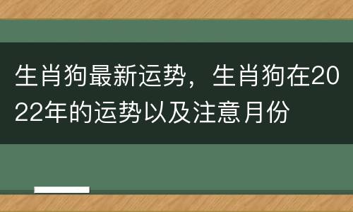 生肖狗最新运势，生肖狗在2022年的运势以及注意月份