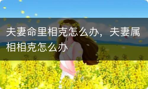 夫妻命里相克怎么办，夫妻属相相克怎么办