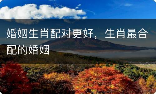 婚姻生肖配对更好，生肖最合配的婚姻