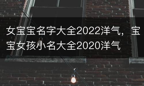 女宝宝名字大全2022洋气，宝宝女孩小名大全2020洋气