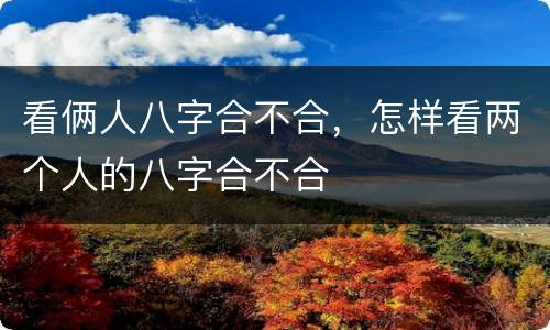 看俩人八字合不合，怎样看两个人的八字合不合