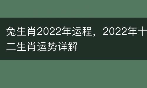 兔生肖2022年运程，2022年十二生肖运势详解