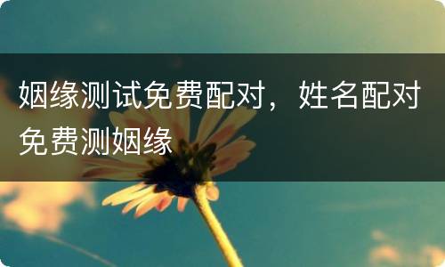 姻缘测试免费配对，姓名配对免费测姻缘