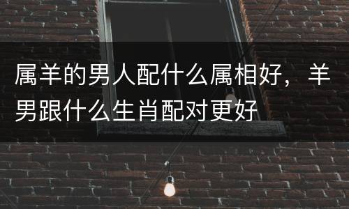 属羊的男人配什么属相好，羊男跟什么生肖配对更好