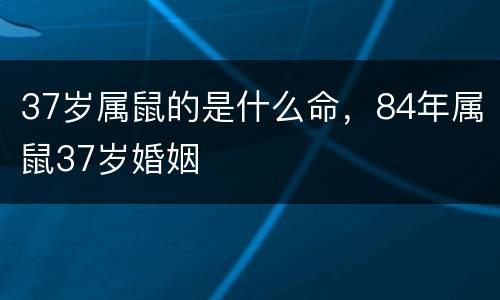 37岁属鼠的是什么命，84年属鼠37岁婚姻