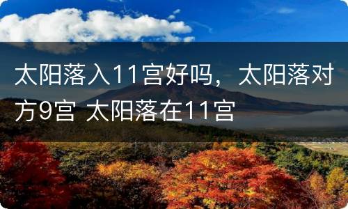 太阳落入11宫好吗，太阳落对方9宫 太阳落在11宫