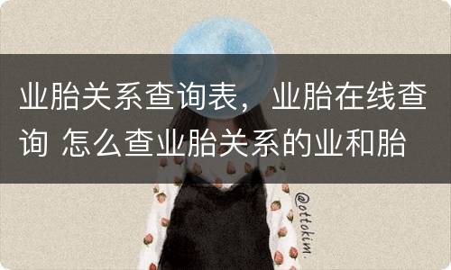 业胎关系查询表，业胎在线查询 怎么查业胎关系的业和胎