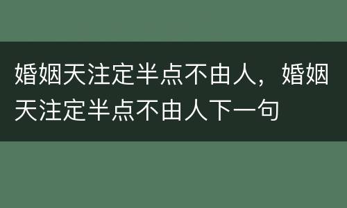 婚姻天注定半点不由人，婚姻天注定半点不由人下一句