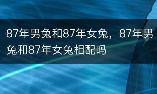 87年男兔和87年女兔，87年男兔和87年女兔相配吗