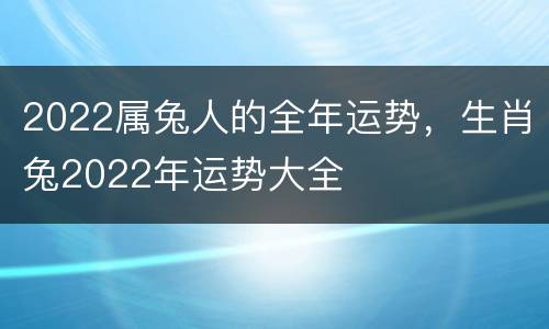 2022属兔人的全年运势，生肖兔2022年运势大全