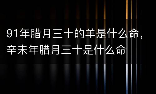 91年腊月三十的羊是什么命，辛未年腊月三十是什么命