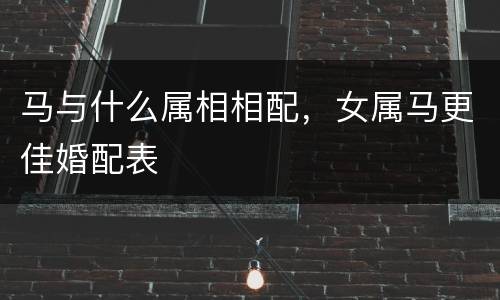 马与什么属相相配，女属马更佳婚配表
