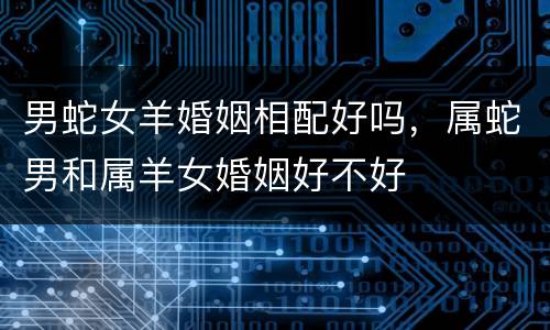 男蛇女羊婚姻相配好吗，属蛇男和属羊女婚姻好不好