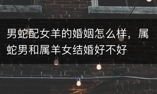 男蛇配女羊的婚姻怎么样，属蛇男和属羊女结婚好不好