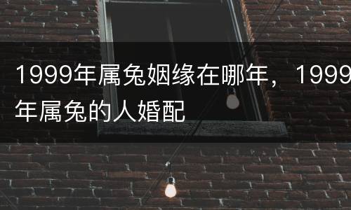 1999年属兔姻缘在哪年，1999年属兔的人婚配
