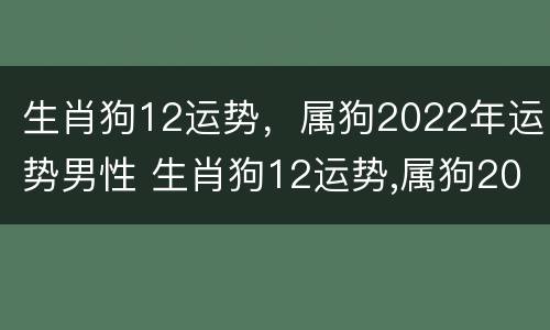 生肖狗12运势，属狗2022年运势男性 生肖狗12运势,属狗2022年运势男性运程