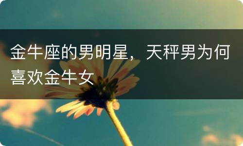 金牛座的男明星，天秤男为何喜欢金牛女