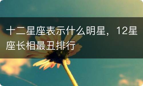 十二星座表示什么明星，12星座长相最丑排行