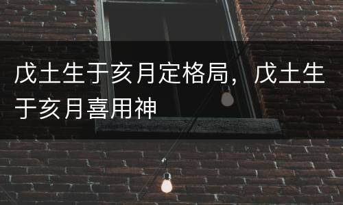 戊土生于亥月定格局，戊土生于亥月喜用神