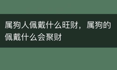 属狗人佩戴什么旺财，属狗的佩戴什么会聚财